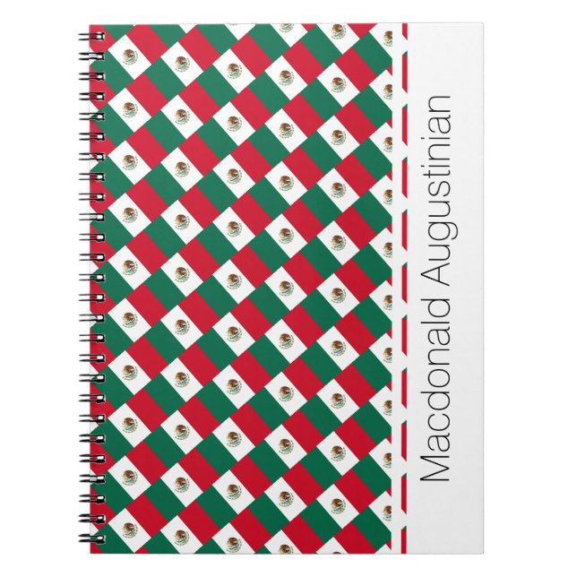 MEXICO FLAG Custom Add Name Notebook Journal (Front)