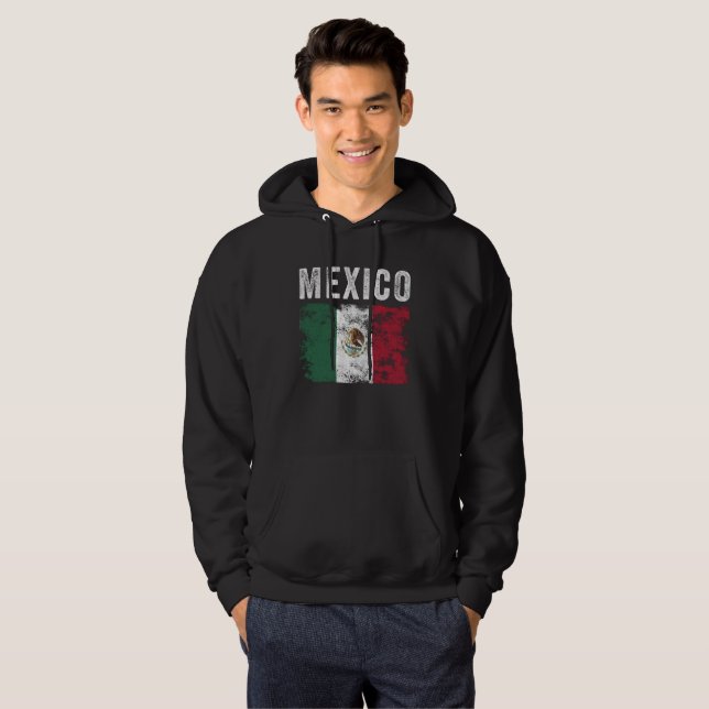 Mexico Flag Distressed - Mexican Flag Hoodie (Front Full)