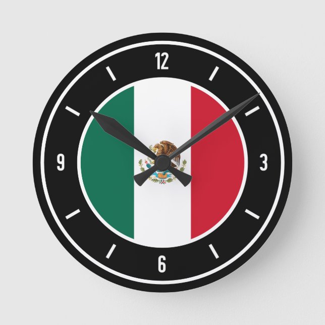 Mexico Flag Elegant Round Clock (Front)