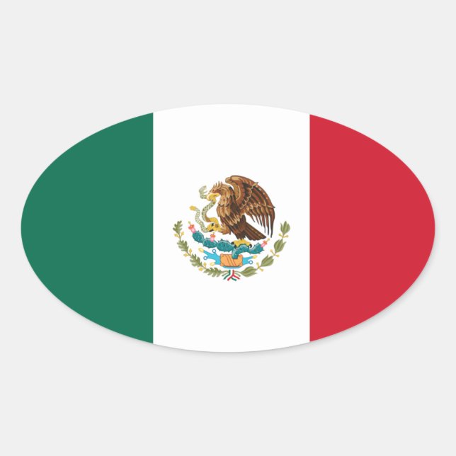 Mexico* Flag European-style Oval Sticker (Front)