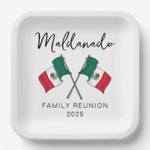 Mexico Flag Family Reunion Paper Plate