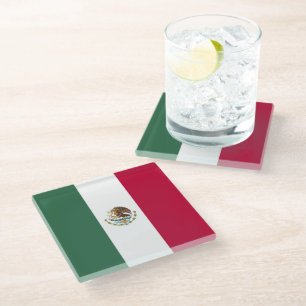 Mexico flag glass coaster