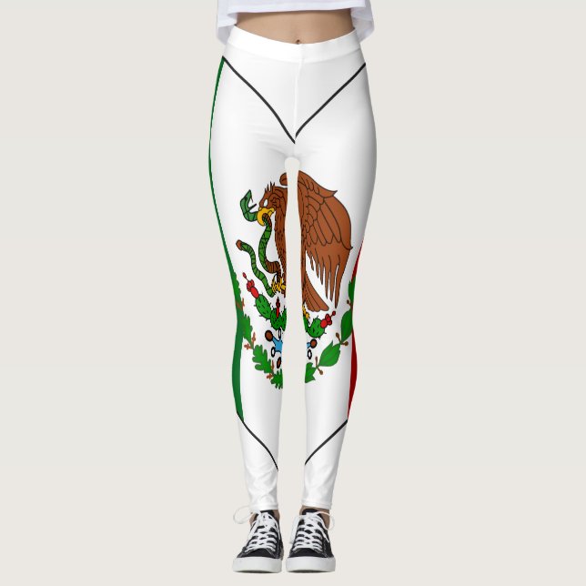 Mexico Flag Heart Leggings (Front)