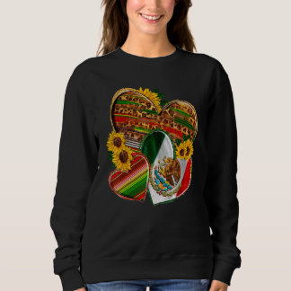 Mexico Flag Heart Leopard Sunflower Western Mexica Sweatshirt