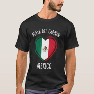 Mexico Flag Heart Playa Del Carmen City T-Shirt