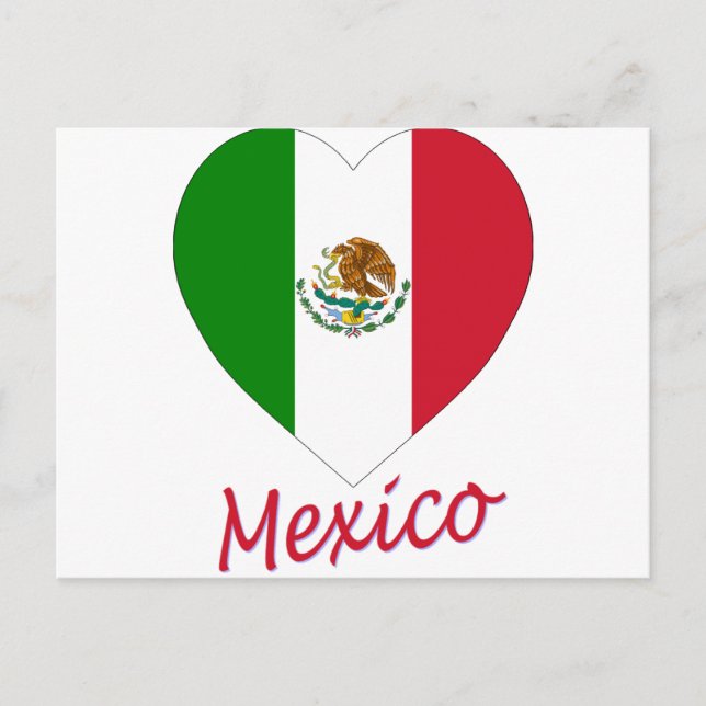 Mexico Flag Heart Postcard (Front)