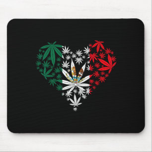 Mexico flag heart shape leaf love mexico mouse pad