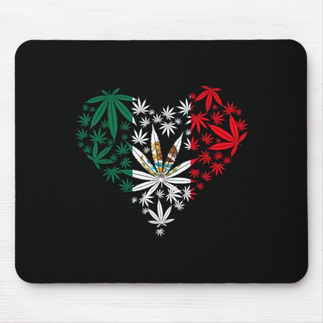 Mexico flag heart shape leaf love mexico  mouse pad (Front)