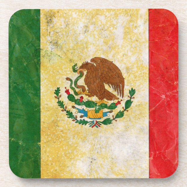 Mexico Flag in Grunge Coaster (Front)