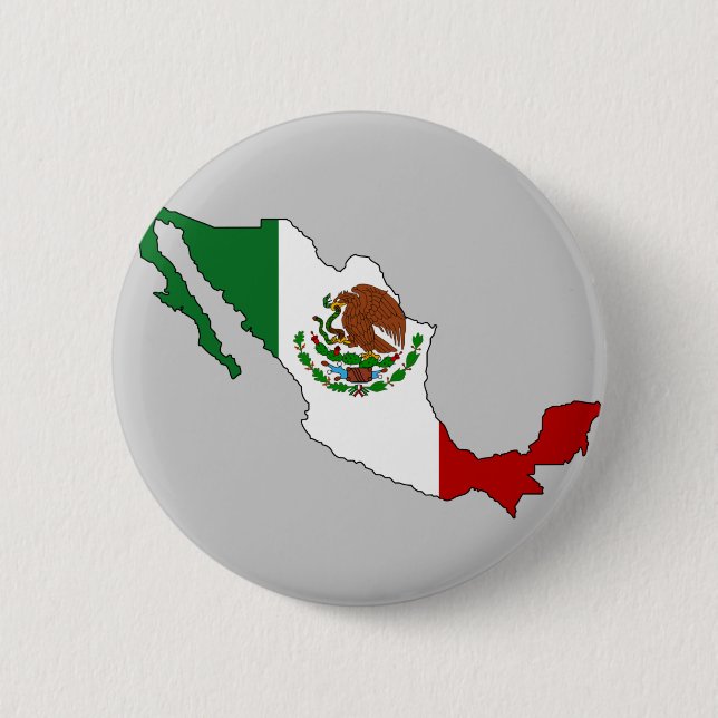 Mexico flag map 6 cm round badge (Front)