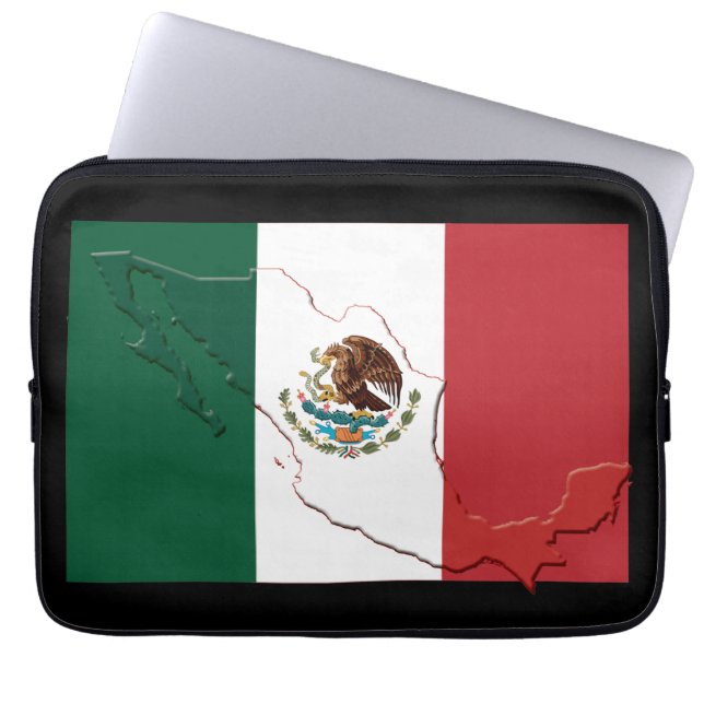 MEXICO Flag Map Patriotic Computer BLACK Laptop Sleeve (Front)