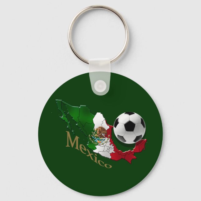 Mexico Flag Map Soccer fans Futbol gifts Key Ring (Front)