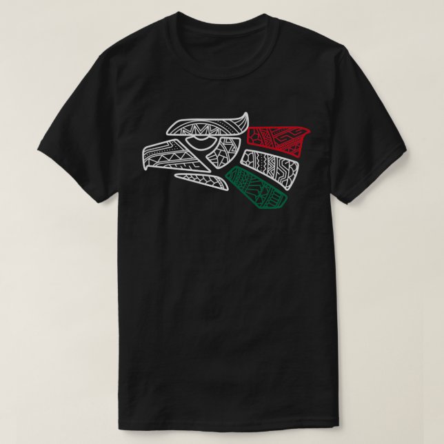 Mexico Flag Mexican Eagle Aztec Style Hecho En Mex T-Shirt (Design Front)