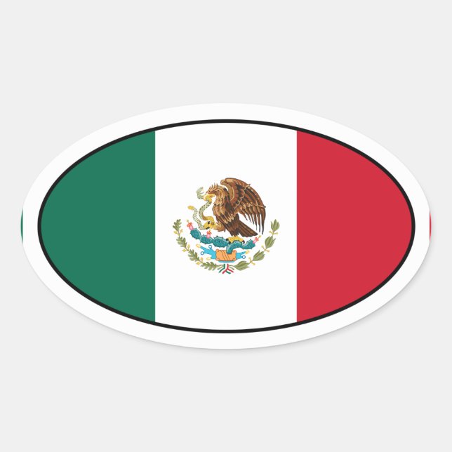 Mexico Flag Oval Sticker (Front)
