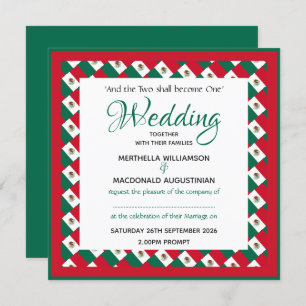 MEXICO FLAG Patriotic Custom Square Wedding Invitation