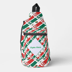 Mexico Flag Personalised Tiled Sling Bag