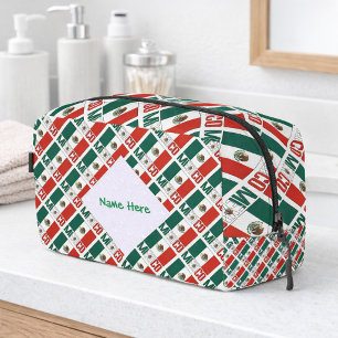 Mexico Flag Personalised Tiled Travel Dopp Kit