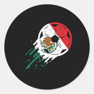 Mexico Flag Soccer Byll Mexican Footbyll Fan Men W Classic Round Sticker
