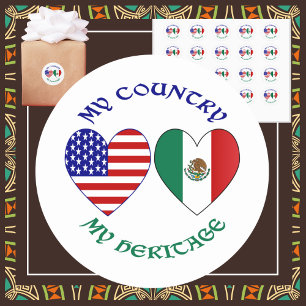 Mexico Flag USA Flag My Country My Heritage  Classic Round Sticker