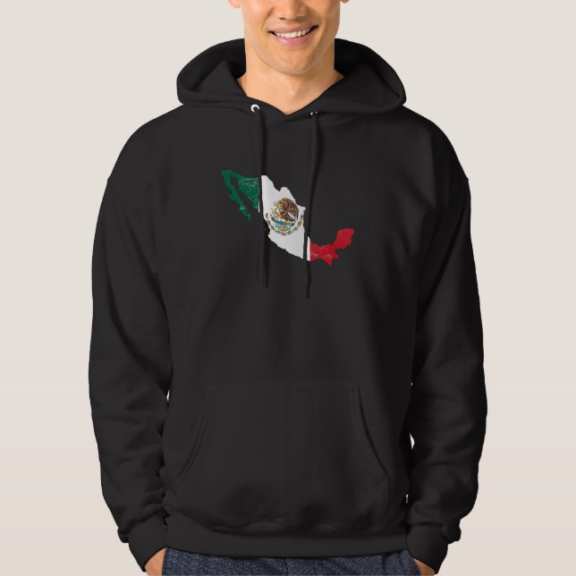 Mexico flag with Mexican map distressed Hoodie (Front)