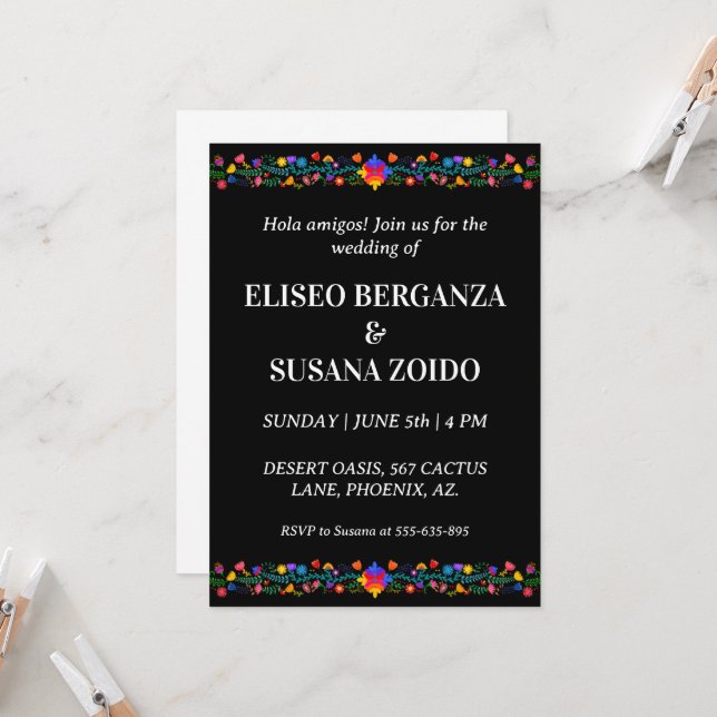 mexico floral mexican wedding invitations (Front/Back In Situ)