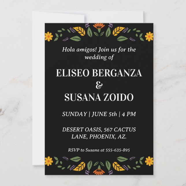 mexico floral mexican wedding invitations (Front)