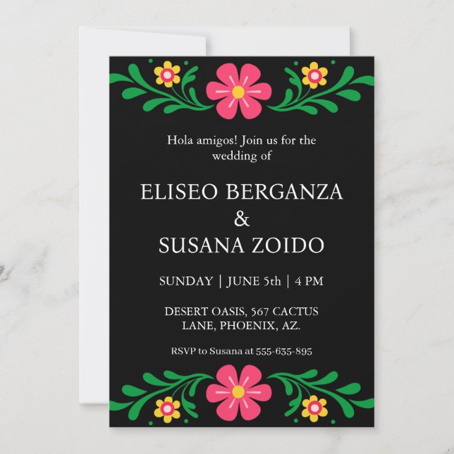 mexico floral mexican wedding invitations (Front)