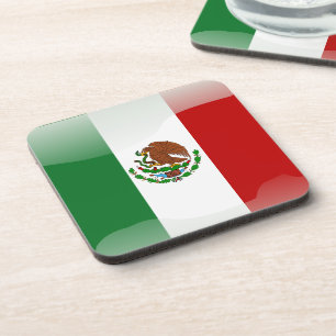 Mexico glossy flag coaster