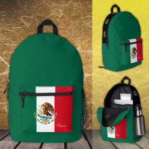 Mexico, Green backpack, Mexican Flag / patriotic Printed Backpack