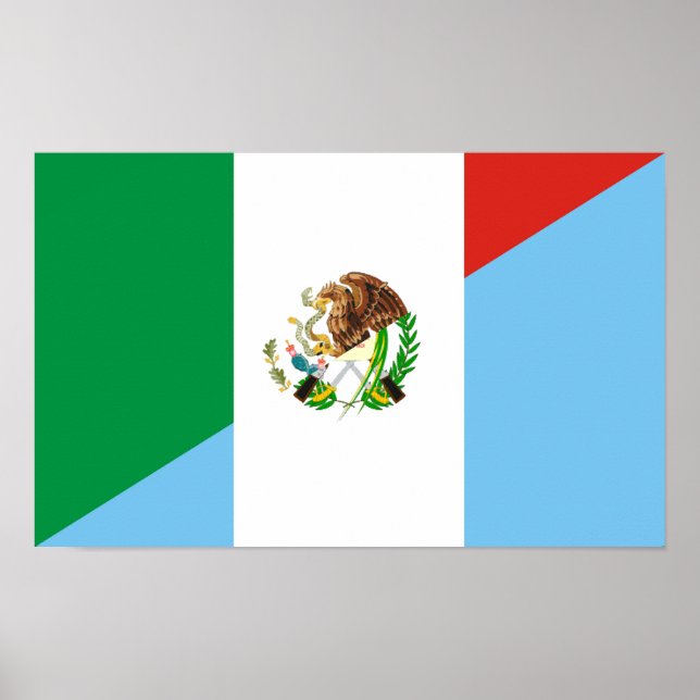 mexico guatemala half flag country symbol poster (Front)
