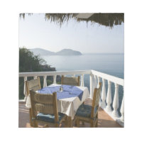 Mexico, Guerrero, Zihuatanejo. Cafe Table over