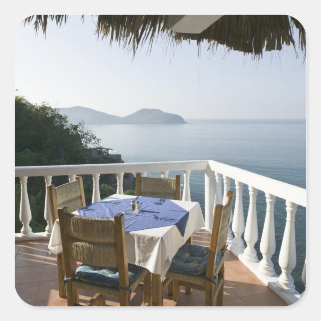 Mexico, Guerrero, Zihuatanejo. Cafe Table over Square Sticker (Front)