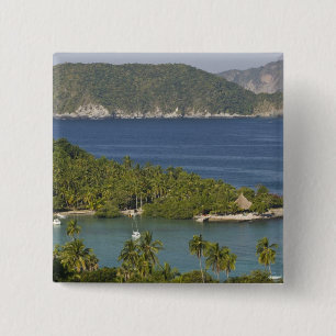 Mexico, Guerrero, Zihuatanejo. Playa Las Gatas- 15 Cm Square Badge