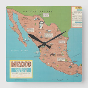 Mexico - Headline-Focus Wall Map Square Wall Clock
