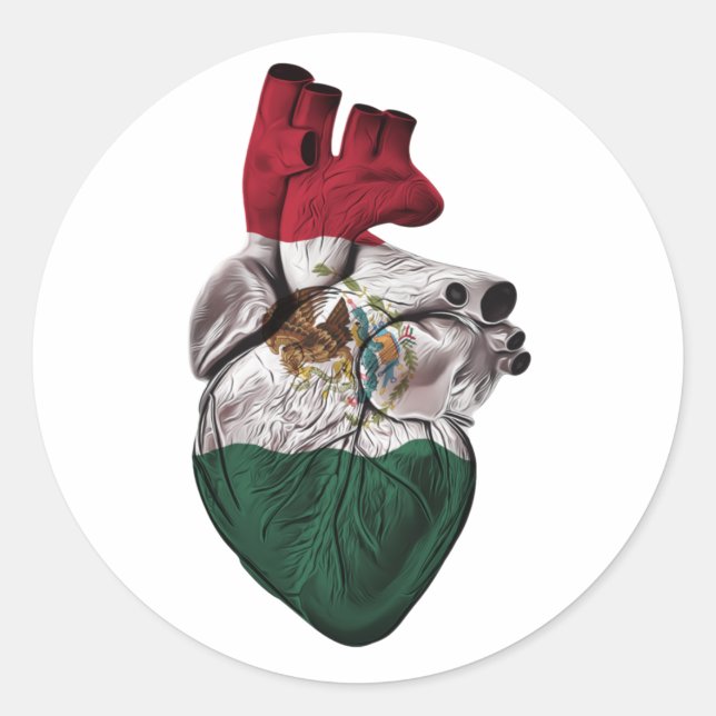 Mexico Heart Flag Classic Round Sticker (Front)