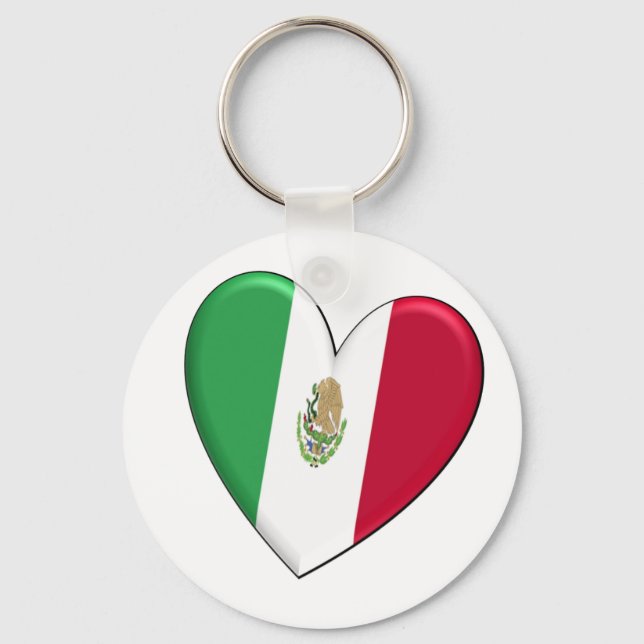 Mexico Heart Flag Keychain (Front)
