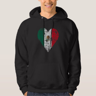 Mexico Heart Shape Vintage Flag Hoodie