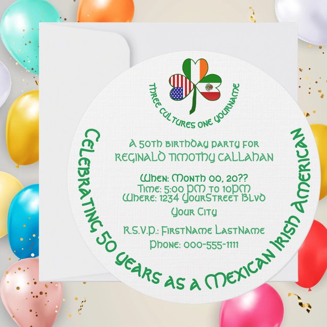 Mexico Ireland USA Shamrock Flag Invitation (Creator Uploaded)