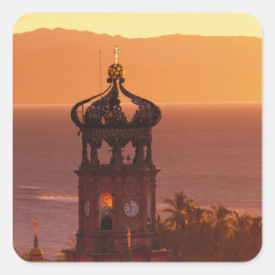 Mexico, Jalisco, Puerto Vallarta. Church tower Square Sticker