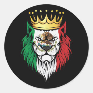 Mexico  Lion King Flag Classic Round Sticker
