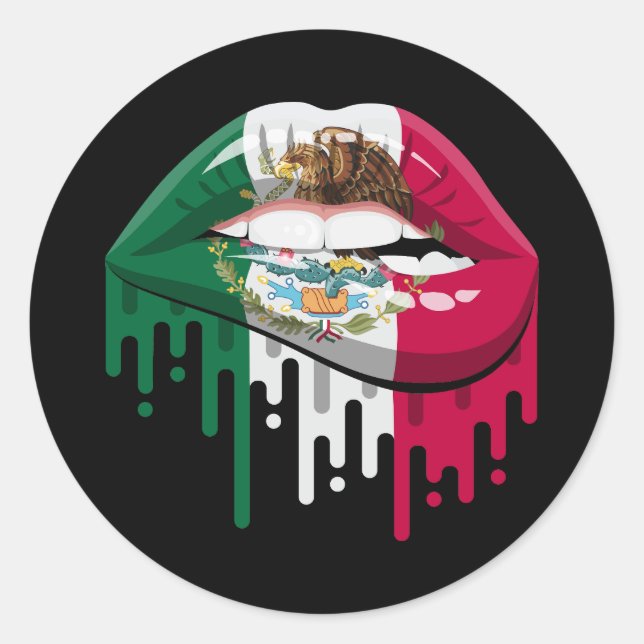 Mexico lips pride root flag classic round sticker (Front)
