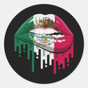 Mexico lips pride root flag classic round sticker