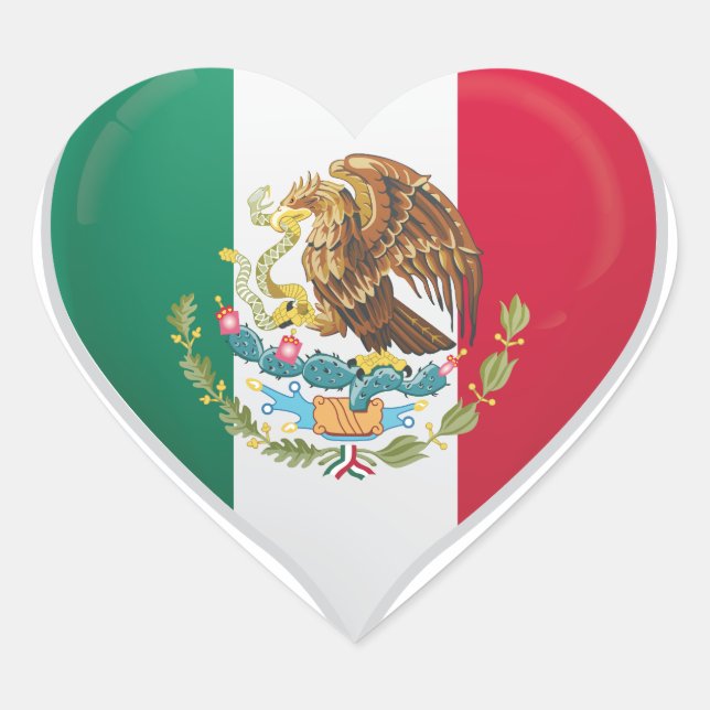 Mexico love flag pride heart sticker (Front)