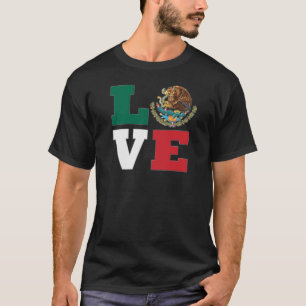 Mexico LOVE Mexican Coat of Arms with Golden Eagle T-Shirt