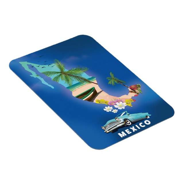 Mexico Map Illustration travel poster. Magnet (Right Side)