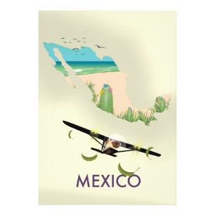 Mexico Map Travel poster