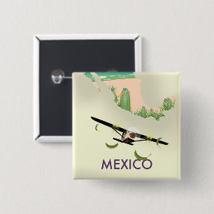 Mexico Map Travel poster 15 Cm Square Badge