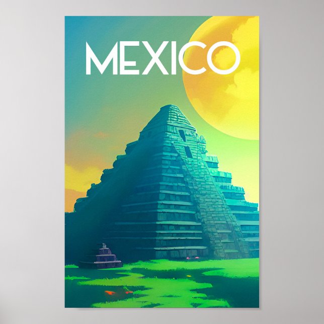 Mexico mayans pyramid Ai art Poster (Front)