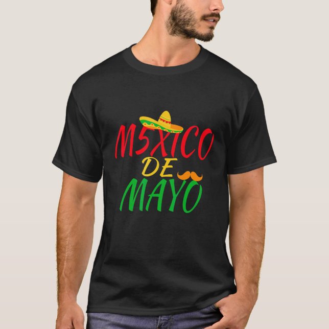 Mexico Mexican 5 De Mayo Taco Sombrero Moustache L T-Shirt (Front)