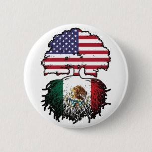 Mexico Mexican American USA Tree Roots Flag 6 Cm Round Badge